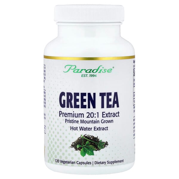 Paradise Herbs, 綠茶，120 粒素食膠囊（每粒 250 毫克）