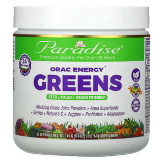 Paradise Herbs‏, תוסף תזונה Greens עם ירקות ירוקים מבית ORAC Energy‏, 182 גרם (6.4 אונקיות)