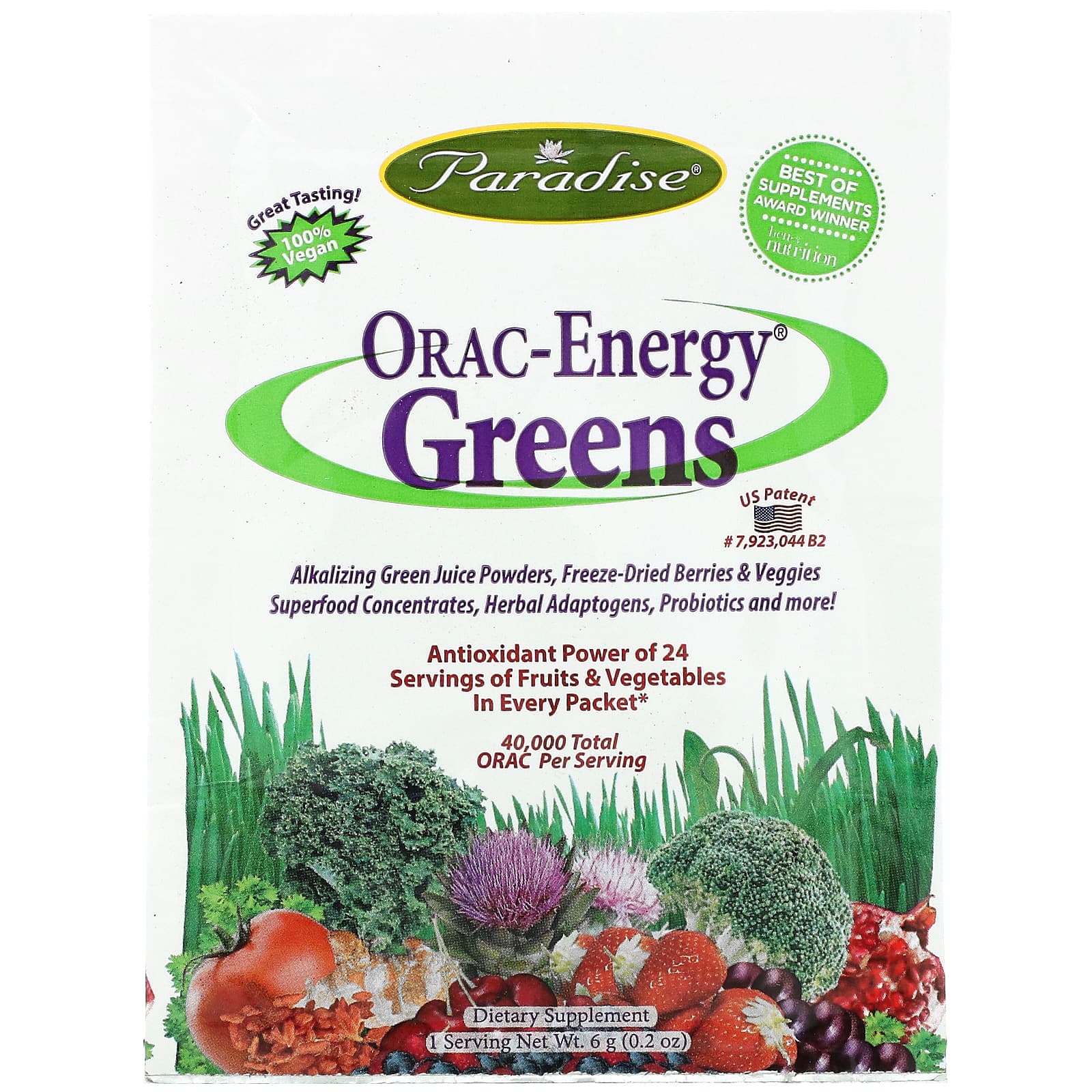 Paradise Herbs ORAC-Energie Grünen 120 Vegetarische KapselnDetox Antioxidans 