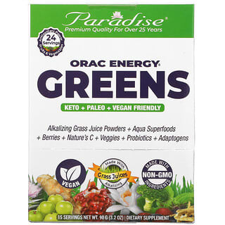 Paradise Herbs, مسحوق الخُضرORAC-Energy Greens، عدد 15 عبوة، 6 جم لكل عبوة
