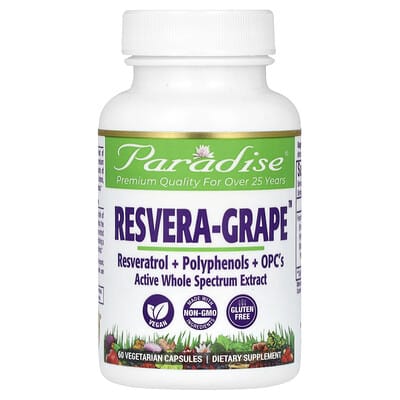 Paradise Herbs, Resveratrol-Grape, 60 Vegetarian Capsules (250 mg each)