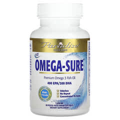 Paradise Herbs, Omega Sure, Premium Omega-3 Fish Oil, 1,000 mg, 30 Pesco Vegetarian Softgels