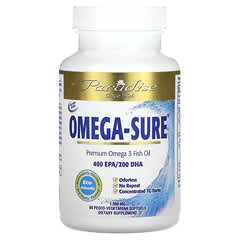 Paradise Herbs, Omega Sure, Premium Omega-3 Fish Oil, 1,000 mg, 60 Pesco Vegetarian Softgels