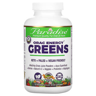 Paradise Herbs, ORAC-Energy Greens, 120 Cápsulas Vegetais