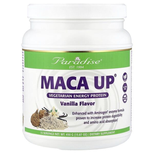 Paradise Herbs Maca Up®, Vegetarian Energy Protein, Vanilla, 15.87 oz (450 g)