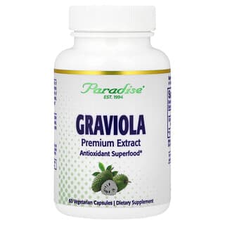 Paradise Herbs (파라다이스 허브), Graviola 프리미엄 추출물, 베지 캡슐 60정(캡슐 1정당 250mg)