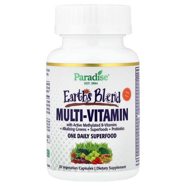 Paradise Herbs, Earth's Blend, Multi-Vitamin with Iron, 30 Vegetarian Capsules — product photo 1