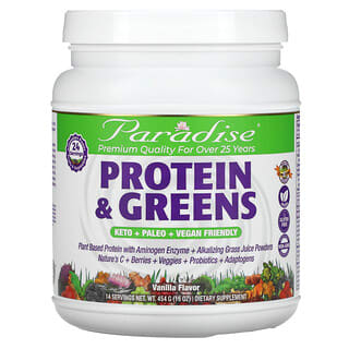 Paradise Herbs, Proteína y verduras de hoja, Vainilla, 454 g (16 oz)