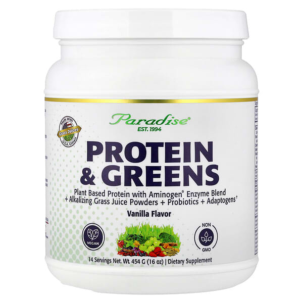 Paradise Herbs, Protein & Greens, Vanilla, 16 oz (454 g) — product photo 1