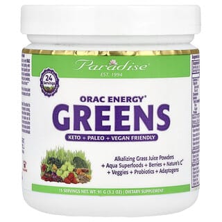 Paradise Herbs‏, תוסף תזונה Greens עם ירקות ירוקים מבית ORAC Energy‏, 91 גרם (3.2 אונקיות)