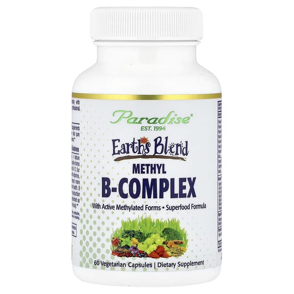 Paradise Herbs, Earth's Blend, Metil B-Kompleks, 60 Kapsul Vegetarian
