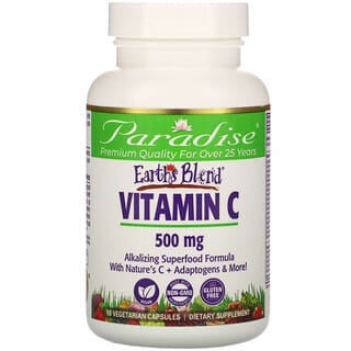 Paradise Herbs, Earth's Blend, Vitamine C, 500 mg, 90 capsules végétariennes