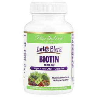 Paradise Herbs, Earth's Blend, Biotine, 10 000 µg, 90 capsules végétariennes