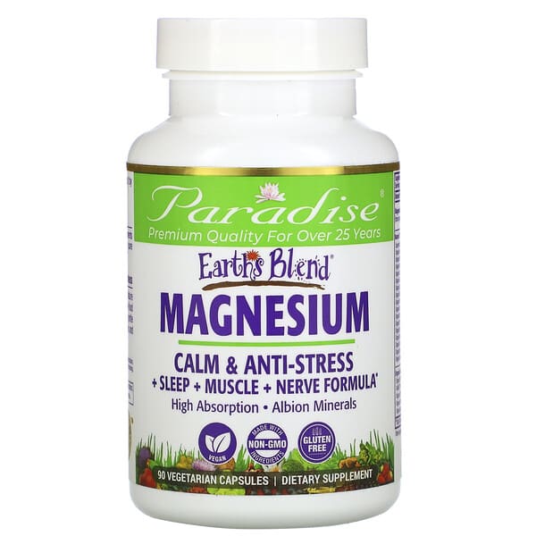Paradise Herbs‏, Earth's Blend, Magnesium, 90 Vegetarian Capsules