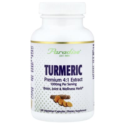 Paradise Herbs, Extra Strength Turmeric, 1500 mg, 180 Vegetarian Capsules (500 mg per capsule)