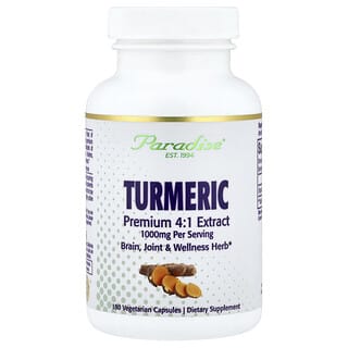 Paradise Herbs, Extrakt z kurkumy, 500 mg, 180 vegetariánskych kapsúl