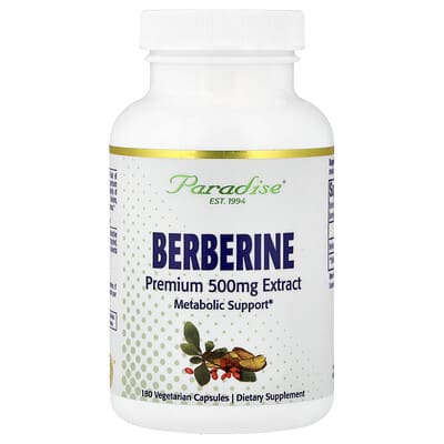 Paradise Herbs, Berberine, 500 mg, 180 Vegetarian Capsules