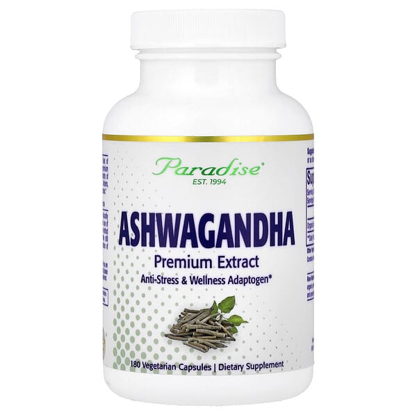 Paradise Herbs, Ashwagandha Premium Extract, 180 Vegetarian Capsules (250 mg per Capsule) — product photo 1