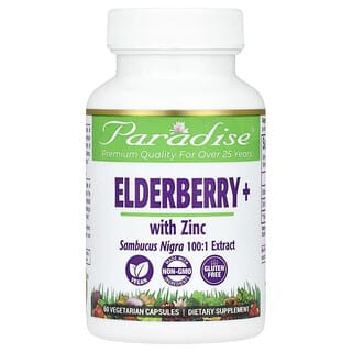 Paradise Herbs, Elderberry+ with Zinc, 60 Vegetarian Capsules
