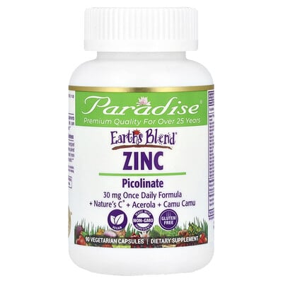 Paradise Herbs, Earth's Blend, Zinc Chromium Picolinate, 90 Vegetarian Capsules