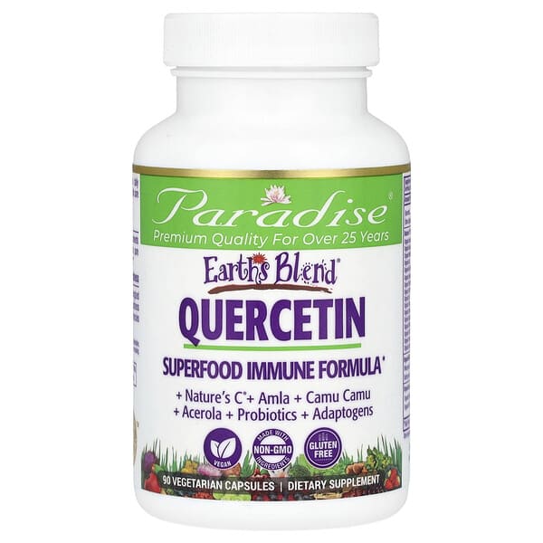 Paradise Herbs, Earth's Blend，槲皮素，SuperFood 機體抵抗配方，90 粒素食膠囊