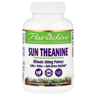 Paradise Herbs, Sun Theanine, 200 мг, 90 вегетаріанських капсул