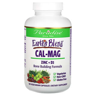 Paradise Herbs, Earth's Blend, Cal-Mag Zinc + D3, 180 Vegetarian Capsules