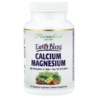 Paradise Herbs, Earth's Blend, Cal-Mag Zinc + Vitamine D3, 90 capsules végétariennes