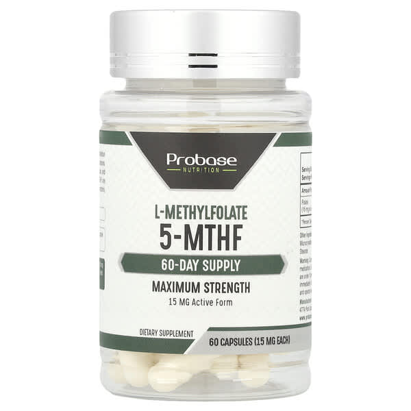 Probase Nutrition, l-메틸엽산 5-MTHF, 15mg, 캡슐 60정