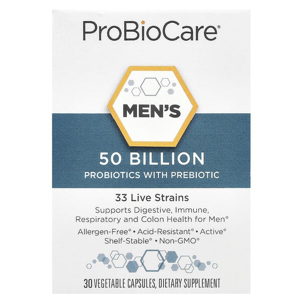 ProBioCare Men's Probiotics with Prebiotic, 50 Billion, 30 Vegetable Capsules