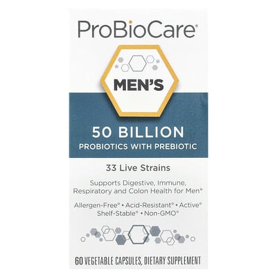 ProBioCare, Probiotics for Men with Prebiotics, 50 Billion, 60 Vegetarian Capsules