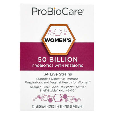 ProBioCare, Women's Probiotics with Prebiotics, 50 Billion, 30 Vegetarian Capsules