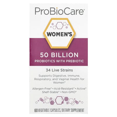 ProBioCare, Women's Probiotics with Prebiotics, 50 Billion, 60 Vegetarian Capsules