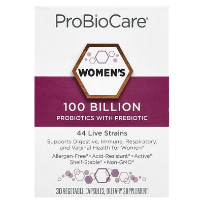 ProBioCare, Women's Probiotics with Prebiotics, 100 Billion, 30 Vegetarian Capsules