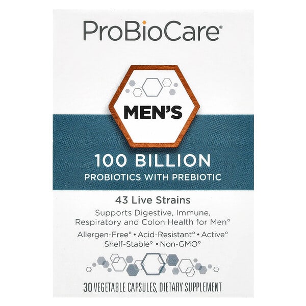 ProBioCare, 프리바이오틱 함유 남성용 프로바이오틱, 베지 캡슐 30정
