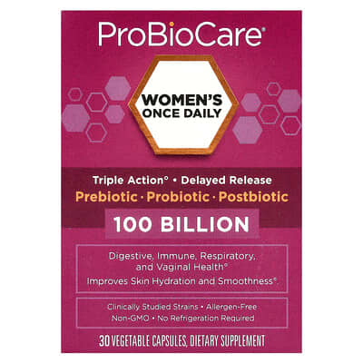 ProBioCare, Women's Once-Daily Probiotic, 100 Billion, 30 Vegetarian Capsules