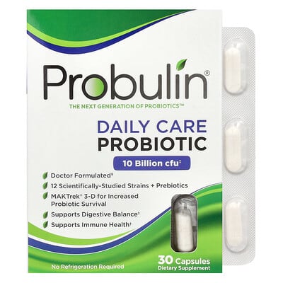 Probulin, Daily Care Probiotic, 10 Billion CFU, 30 Capsules