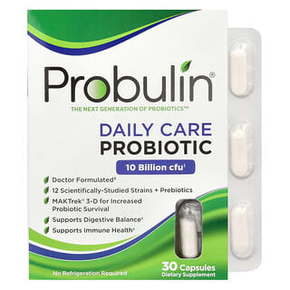 Probulin, Cuidado diario, Probiótico, 10.000 millones de UFC, 30 cápsulas