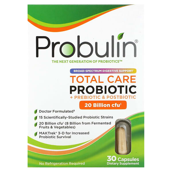 Probulin, トータルケア プロバイオティクス、200億CFU、30粒