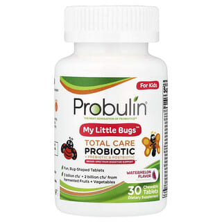 Probulin（プロブリン）, お子様向け、My Little Bugs™（マイリトルバグズ）、トータルケア プロバイオティクス＋プレバイオティクス＆ポストバイオティクス、スイカ、チュアブルタブレット30粒