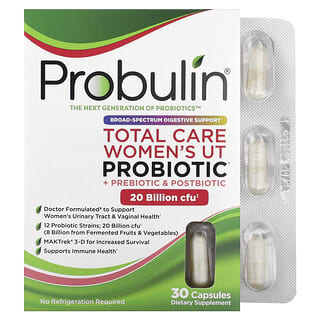 Probulin, Probiótico UT para mujeres Total Care, 20.000 millones de UFC, 30 cápsulas