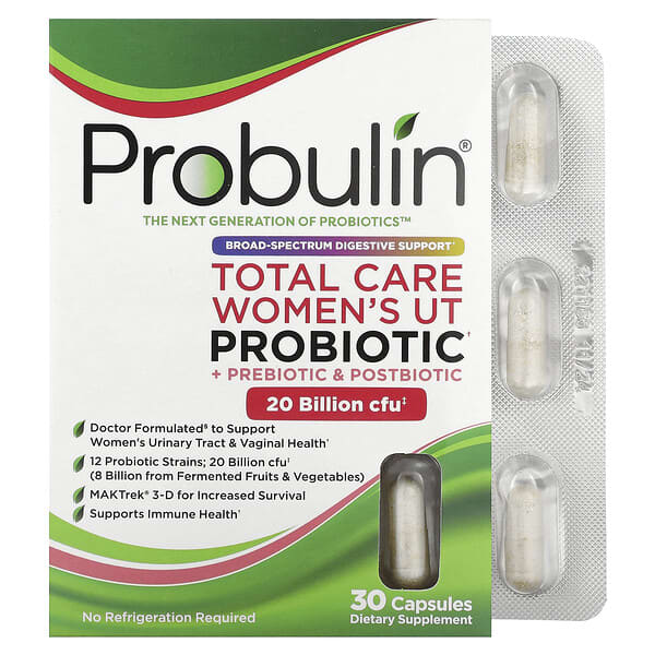 Probulin, トータルケア女性用UTプロバイオティクス、200億CFU、30粒