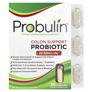 Probulin, Colon Support Probiotic, 20 Billion CFU, 30 Capsules