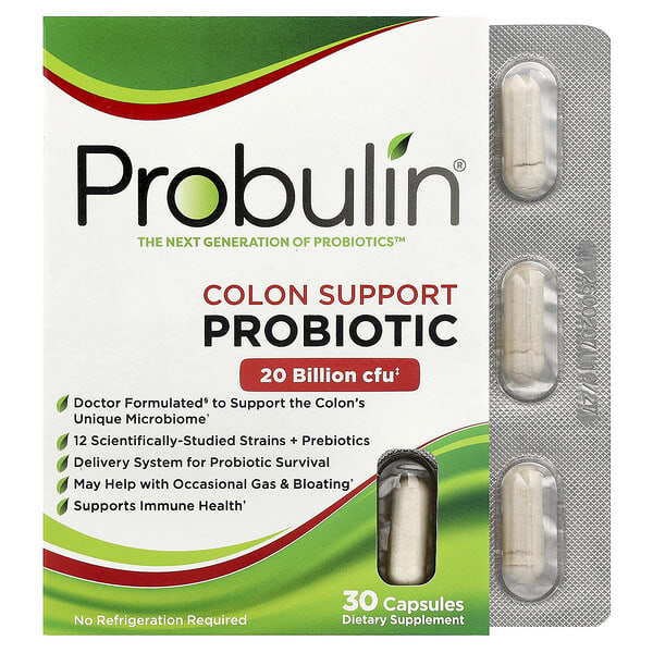 Probulin, Colon Support Probiotic, 20 Billion CFU, 30 Capsules
