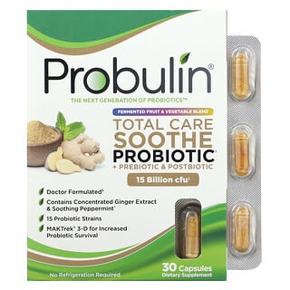 Probulin, Total Care Acalma Probiótico + Prebiótico e Pós-biótico, 15 bilhões de ufc, 30 cápsulas