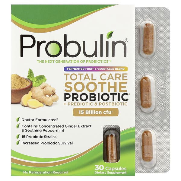 Probulin, टोटल केयर सोद प्रोबायोटिक + प्रीबायोटिक और पोस्टबायोटिक, 30 कैप्सूल