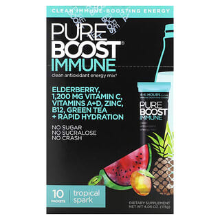 Pureboost, Immune, Clean Antioxidant Energy Mix, Tropical Spark, 10 Packets, 0.41 oz (11.5 g) Each