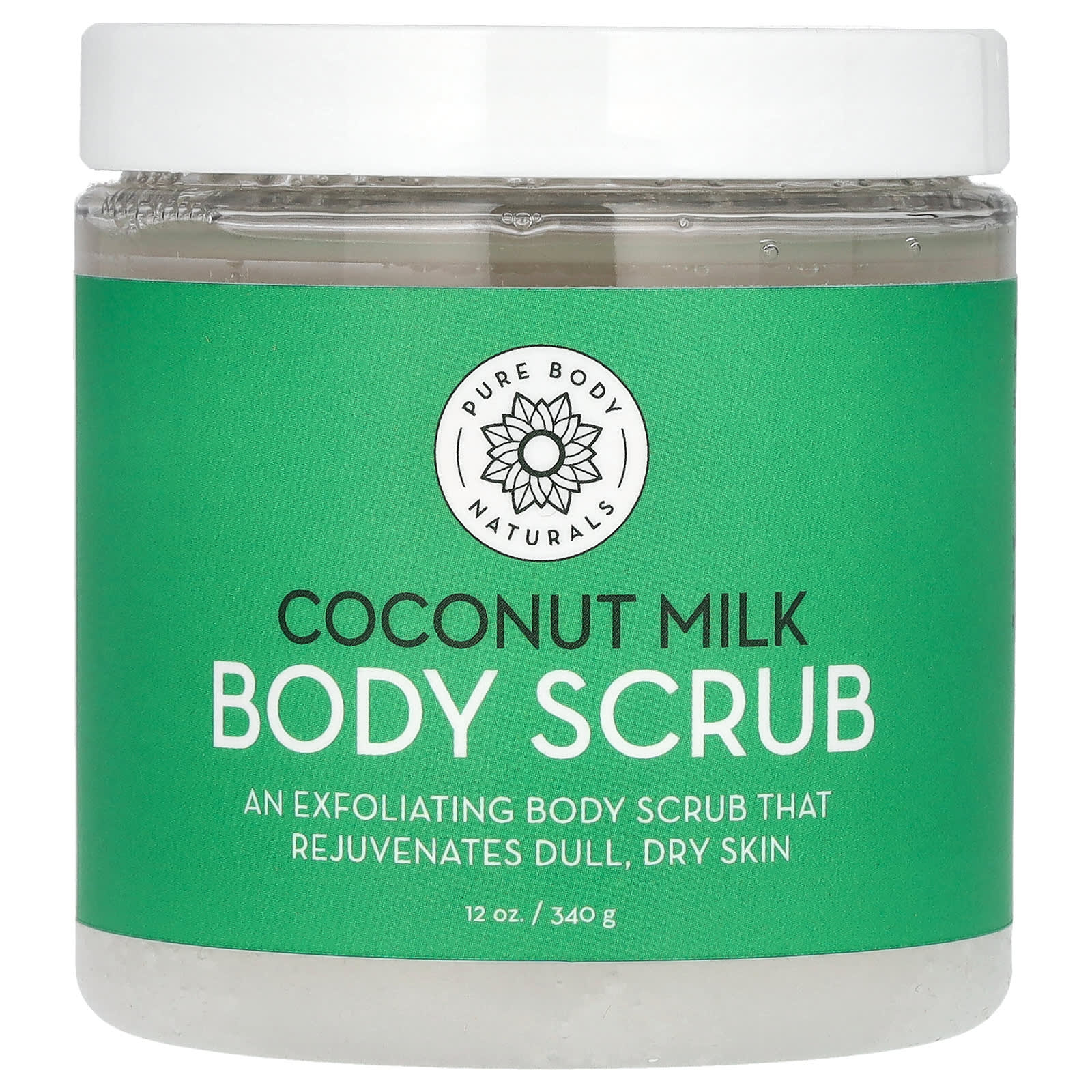 Pure Body Naturals Coconut Milk Body Scrub 12 Oz 340 G 