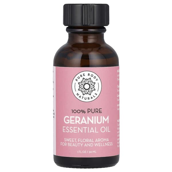 Pure Body Naturals, 순도 100% 에센셜 오일, 제라늄, 30ml(1fl oz)