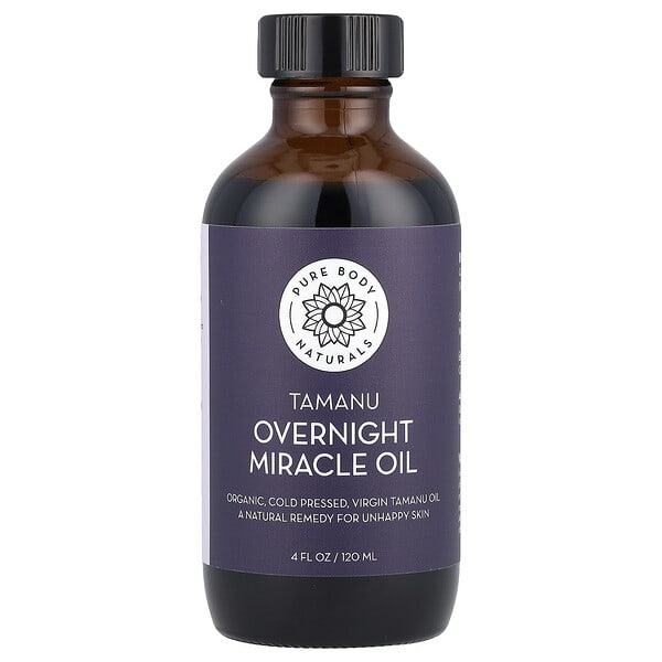 طرق المنزلية لعلاج الصدفية من اي هيرب 5 Pure Body Naturals, Tamanu Overnight Miracle Oil, 4 fl oz (120 ml)
